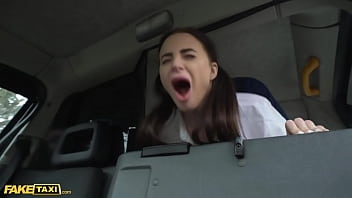 public sex, fake taxi, blowjob, female orgasm