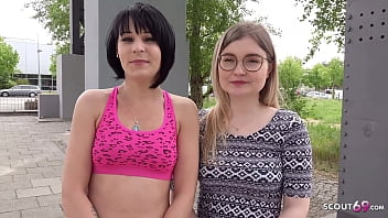 skinny, first threesome, public pickups, deutsch teen