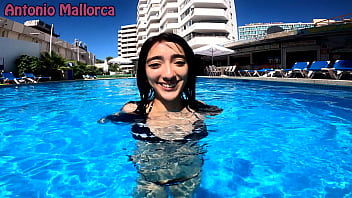 antonio mallorca, cum slut, swimming pool, Antonio Mallorca