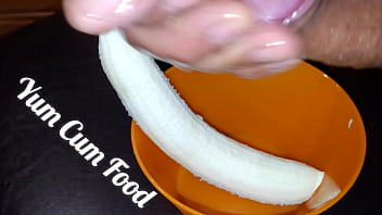cock milk, cum banana, banana, handjob