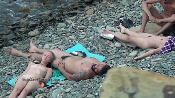 beach, nudists, tanned, group