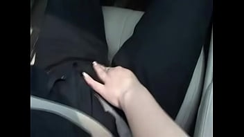 horny chick sucks her hubby while he is driving a