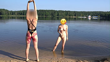 public, nude beach, shaved pussy, teen