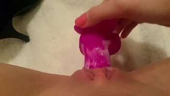 masturbating, solo female, shaved, toy