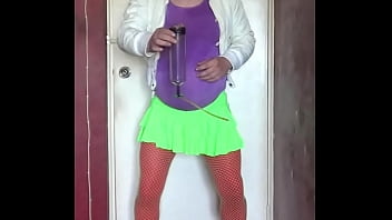 sissy crossdress, pissing in my homemade piss tube, asking to swallow another mans piss, bisexual crossdresser