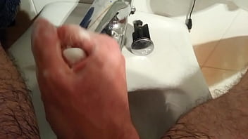masturbate, cum, hand, bathroom