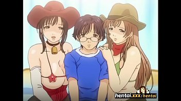 anime, japanese, threesome, titty fuck