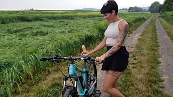 homemade, big tits, public, bicycle