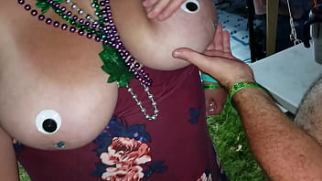 fondled, tits out, bbw, earning beads