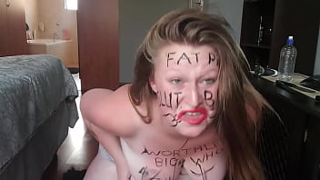 body writing, big boobs, worthless pig, fat girl