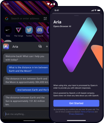 Chatea con Aria, la IA gratuita de Opera Browser, en todos los dispositivos.