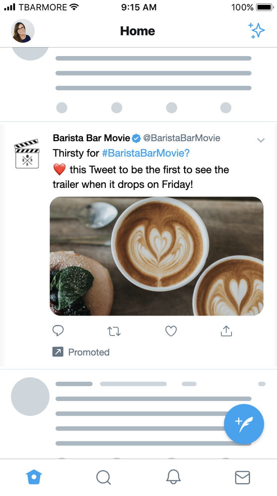 Ejemplo de una Branded Notification en Twitter