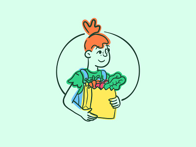 Grocery Warmup Sketch branding character doodle green grocery hand drawn illustration local marketing nature organic procreate sketch small business