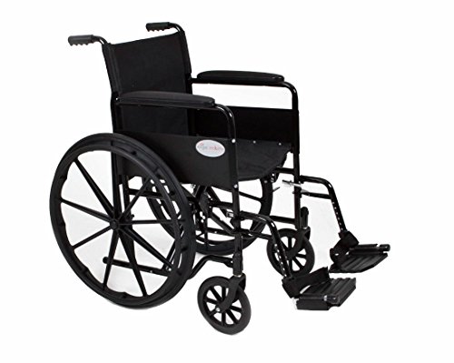 Sporty Black Lightweight Folding Wheelchair - Multiple Seat Sizes