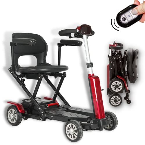 Red Auto Folding Lightweight Mobility Scooter
