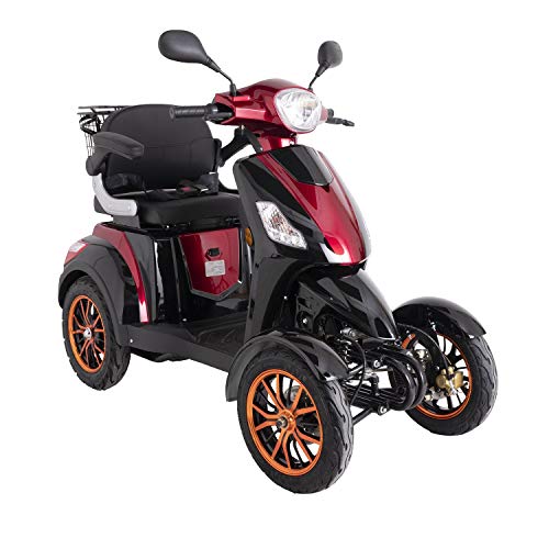 Red Electric 4 Wheel Mobility Scooter with Accessories