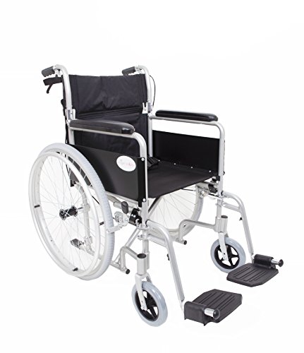 Aluminium Lightweight Folding Wheelchair - Metallic Silver