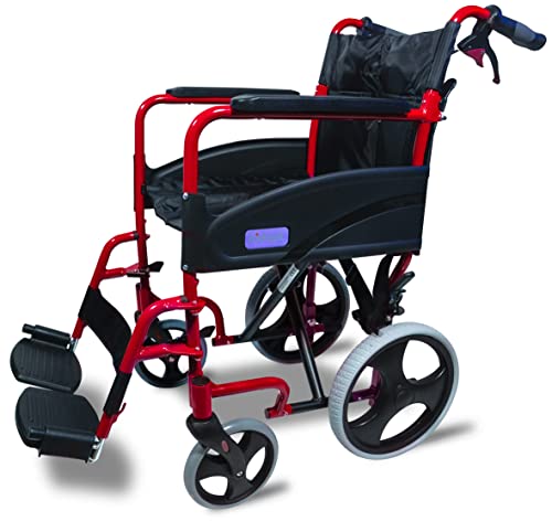Aidapt VA170RED Compact Aluminum Transport Wheelchair