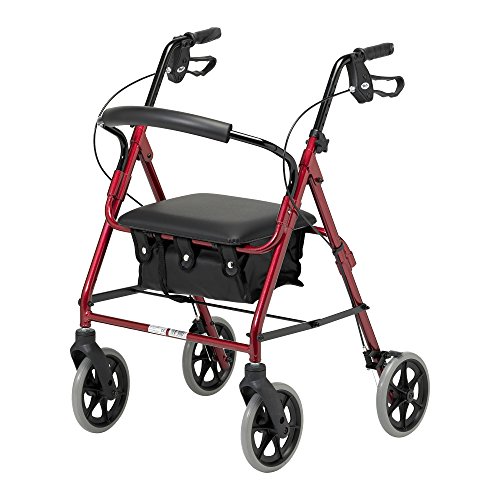 Lightweight Foldable Rollator with Seat and Brakes