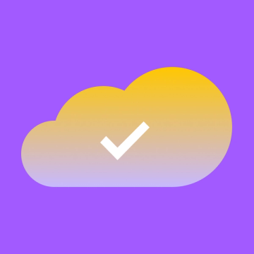 a gradient cloud with a white checkmark