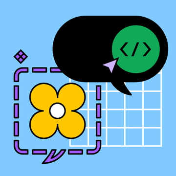 A graphic representation of a component and the Dev Mode toggle, presented like speech bubbles, as if they were in communication with one another.