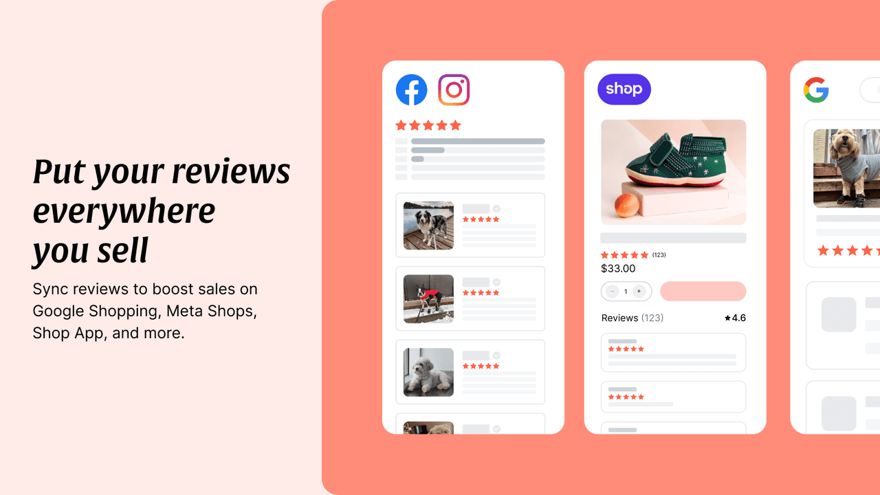 Sync reviews to Google Shopping, Meta Shops and the Shop App