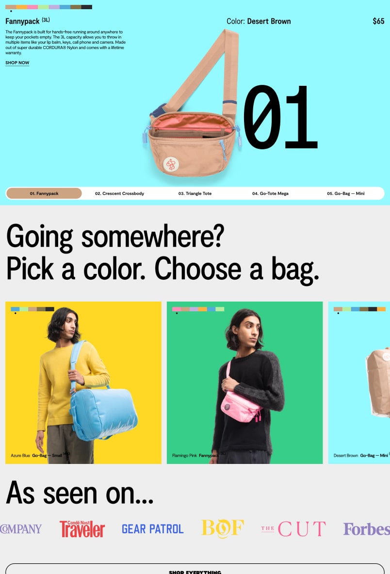Le site web Baboon to the Moon, qui vend des sacs colorés