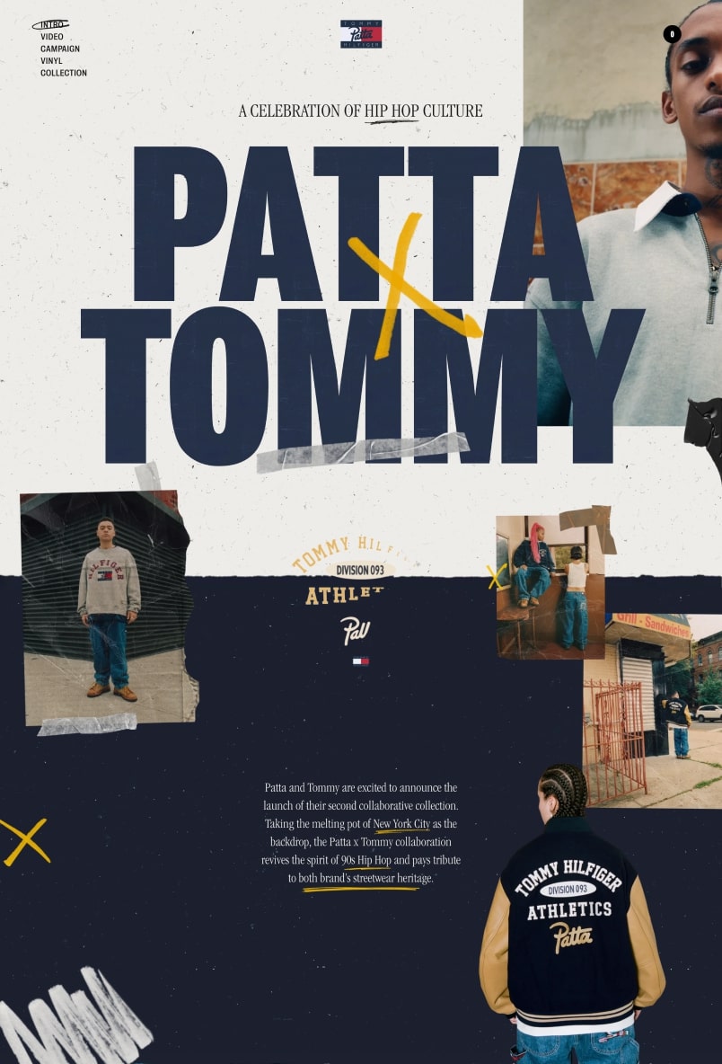 Sitio web de Patta x Tommy, que vende ropa casual inclusiva