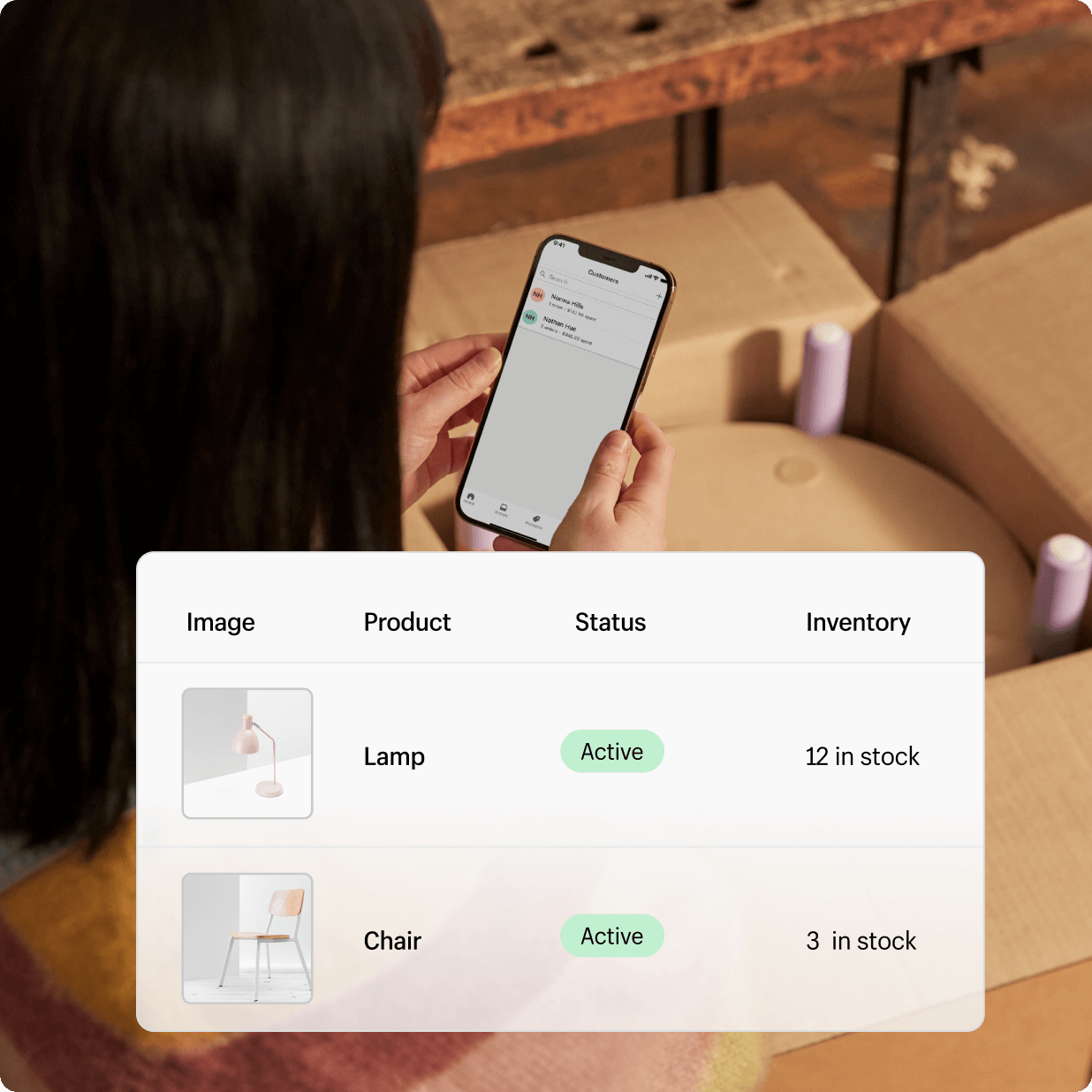 A merchant manages their store via the Shopify app.