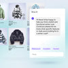 An AI powered shopping assistant sends a message offering to help narrow down a customer's winter coat search