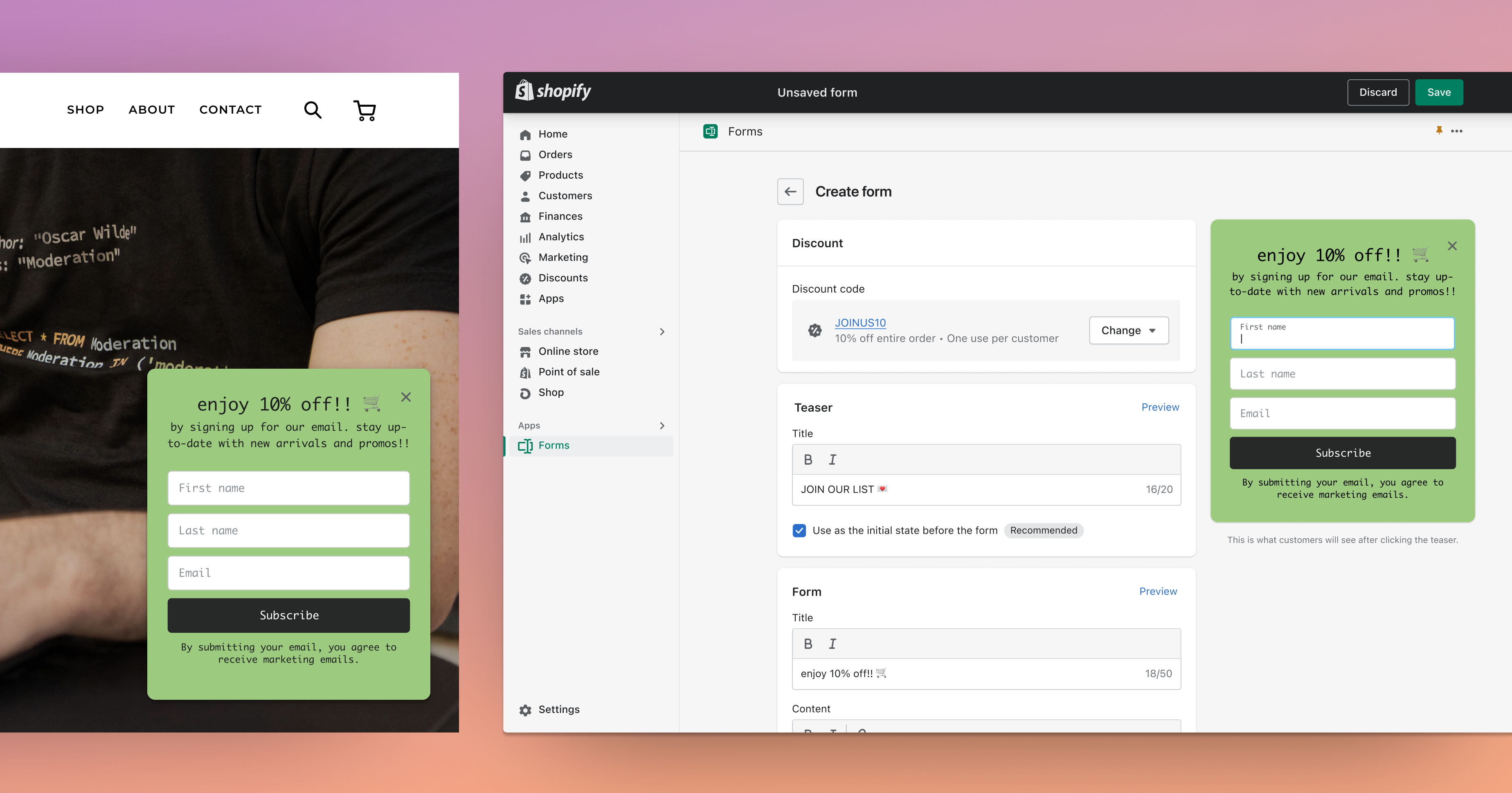 Shopify Forms is now available: a free email capture tool for Shopify