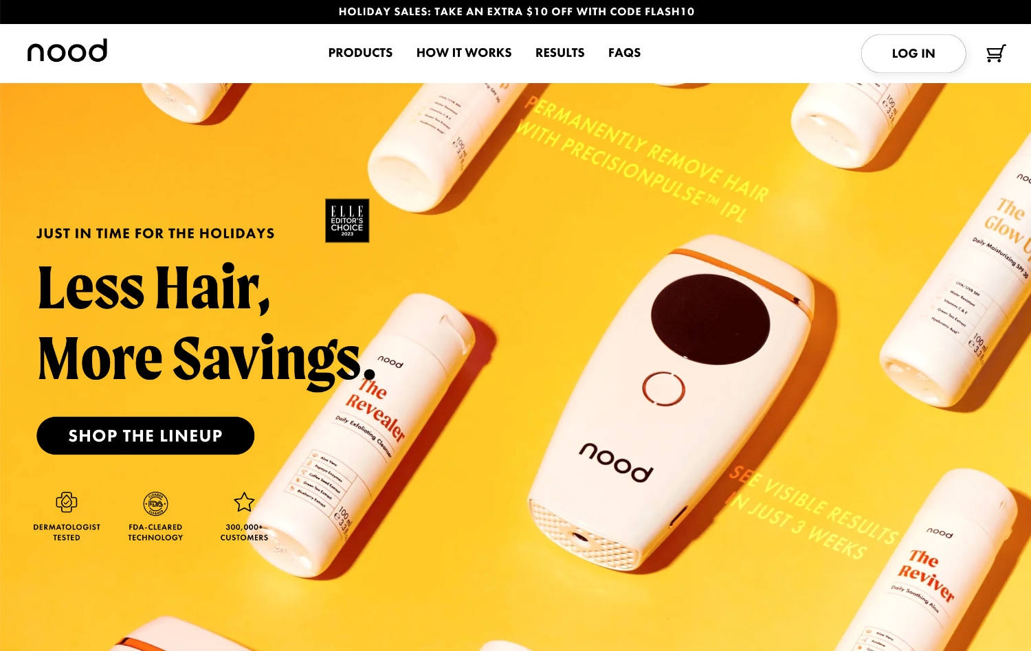 Ecommerce website page for brand Nood