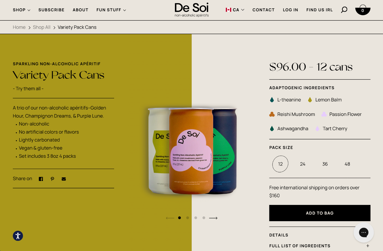 Ecommerce website page for brand De Soi