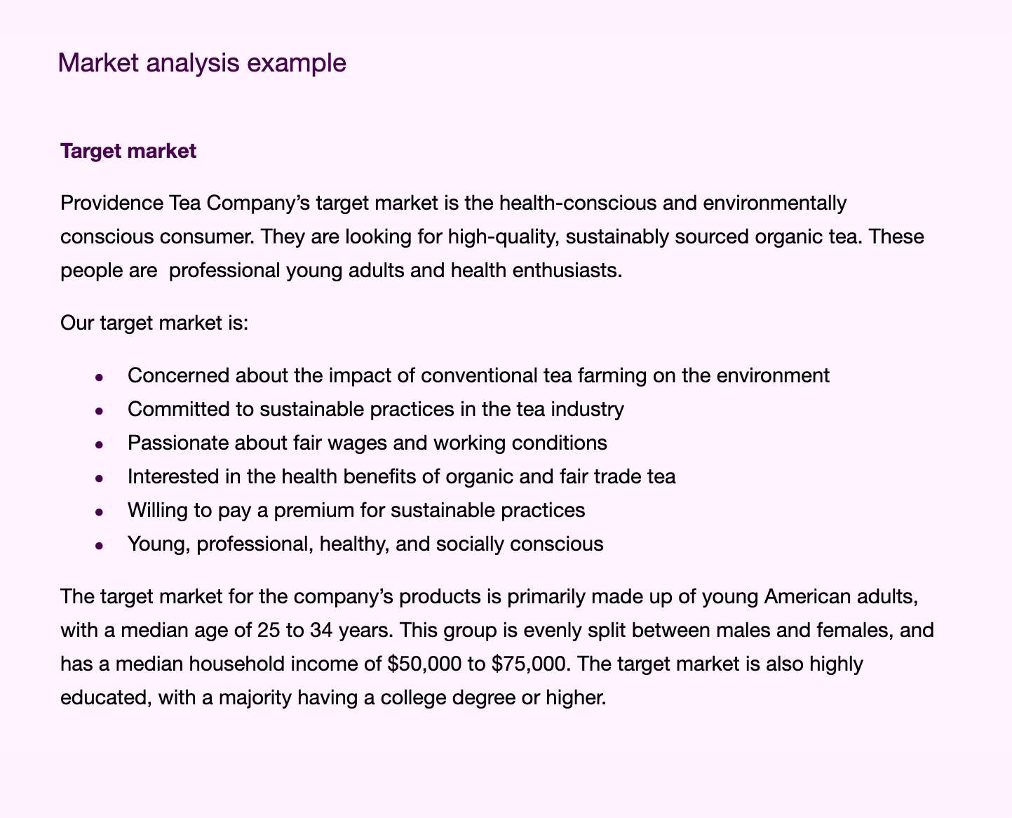 Example text in a business plan's market analysis section