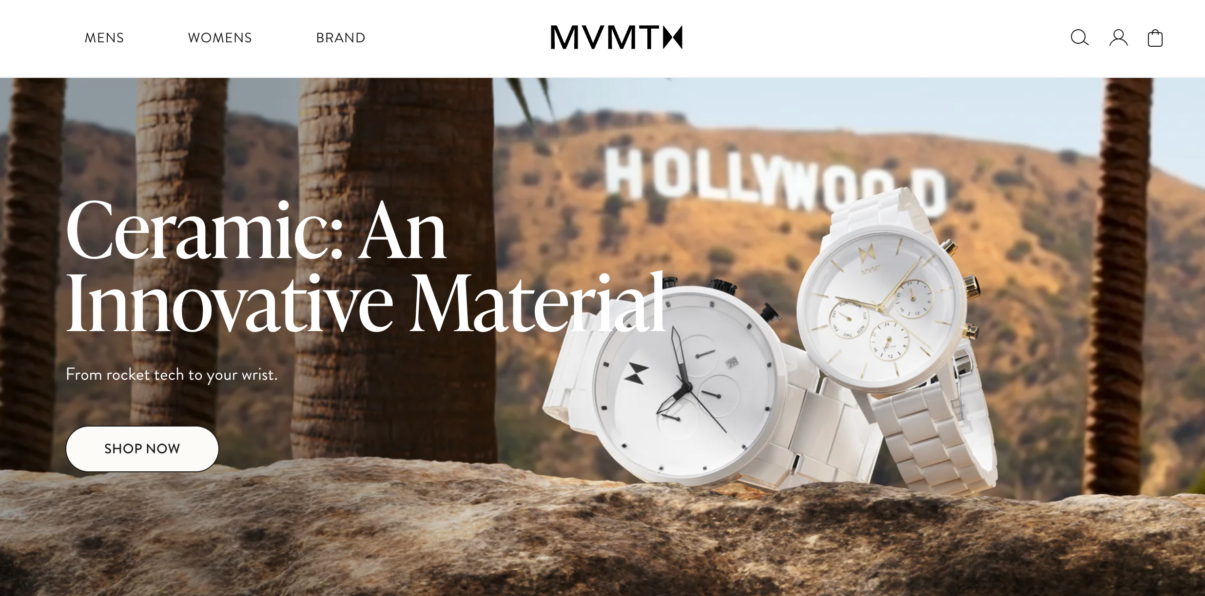 Screen grab of homepage on the MVMT ecommerce website