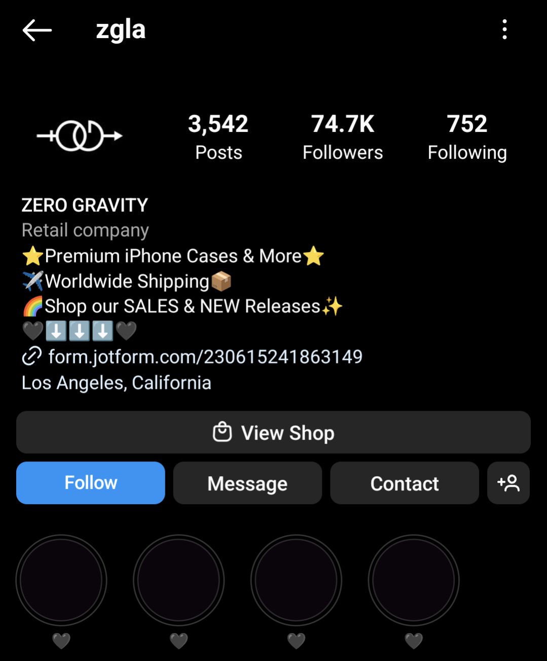 Zero Gravity uses a lot of emojis in its Instagram bio
