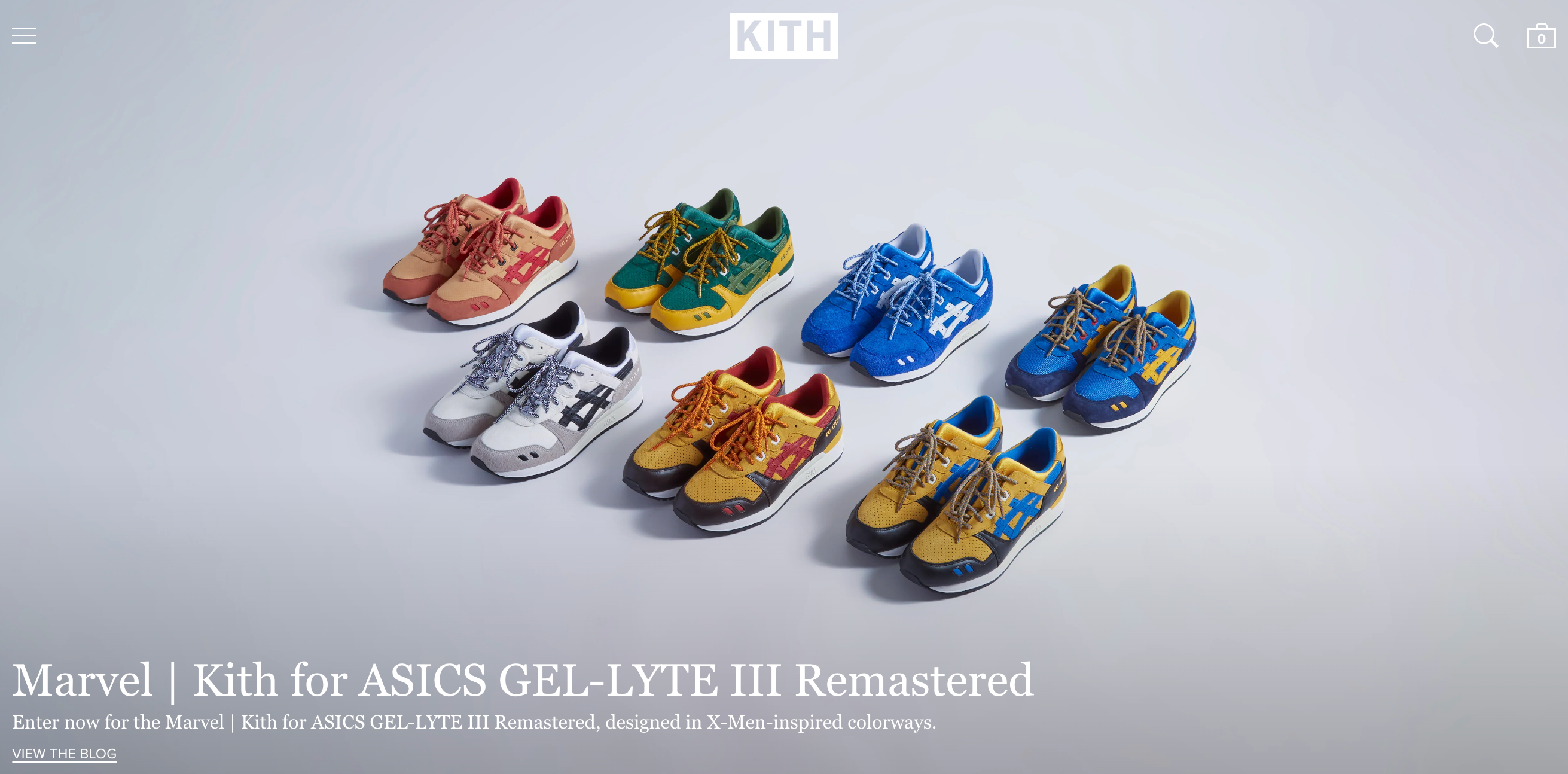 Screen grab of homepage on the KITH ecommerce website