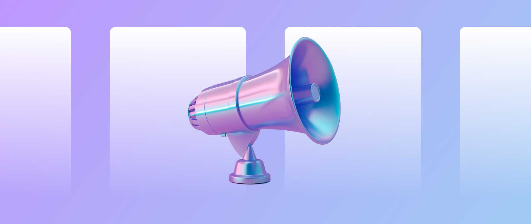 a microphone on a purple blue image representing a marketing campaign