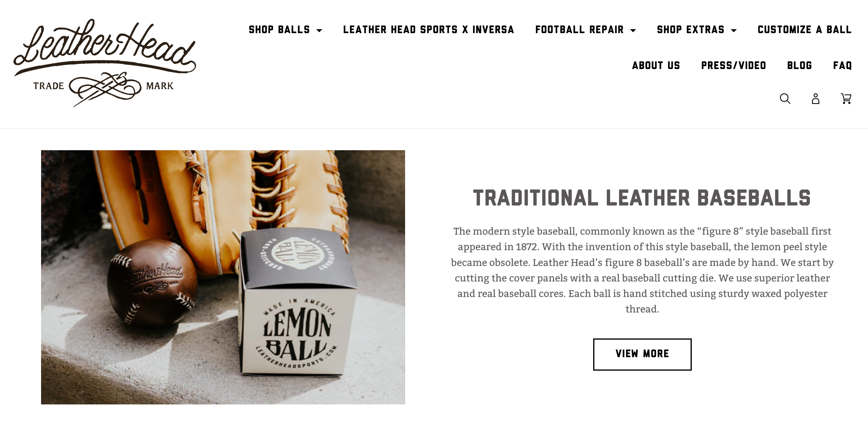 Ecommerce website page for Leatherheads