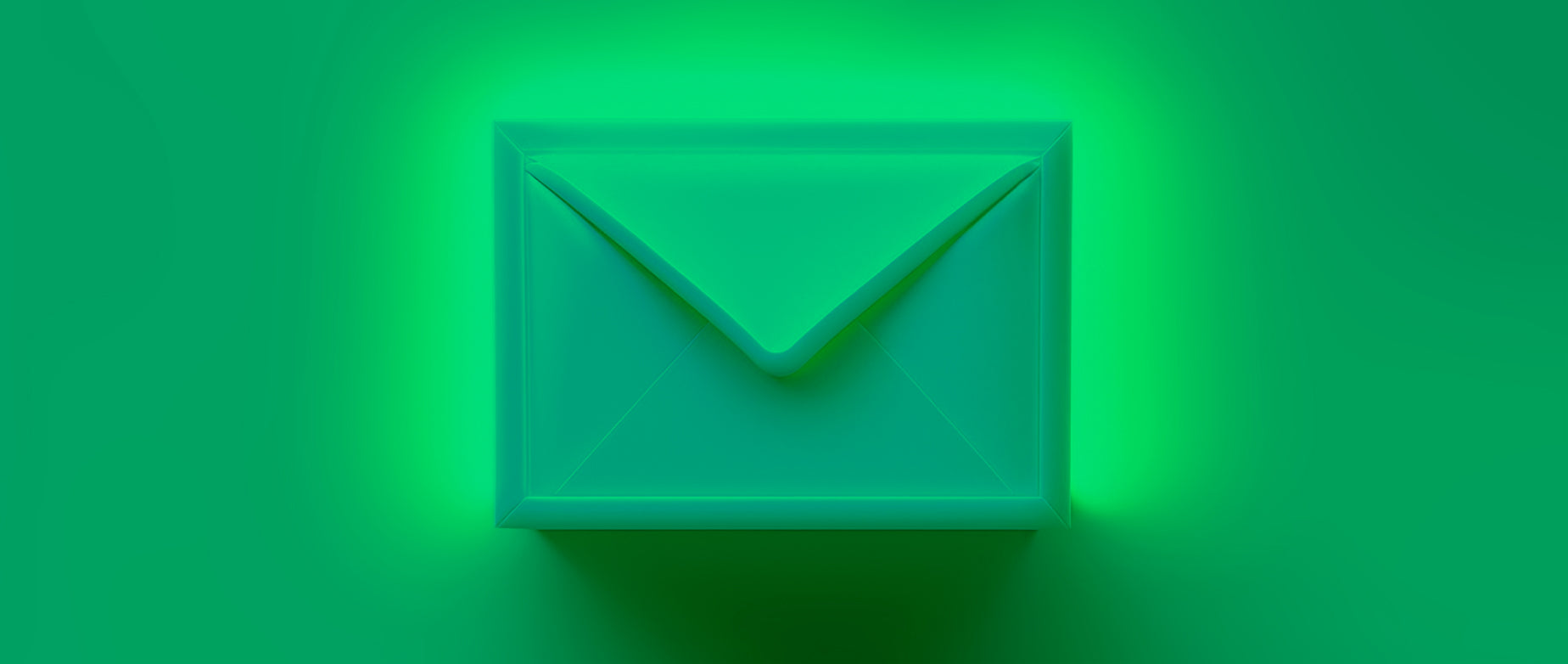 Icon of an email app against a green background
