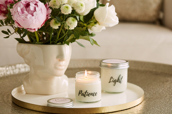 scented candles with flowers