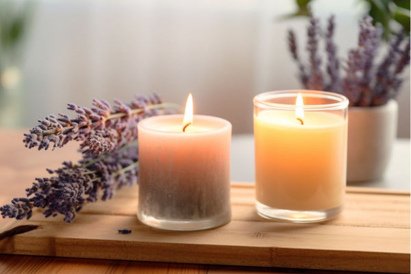 scented candles with dried lavender