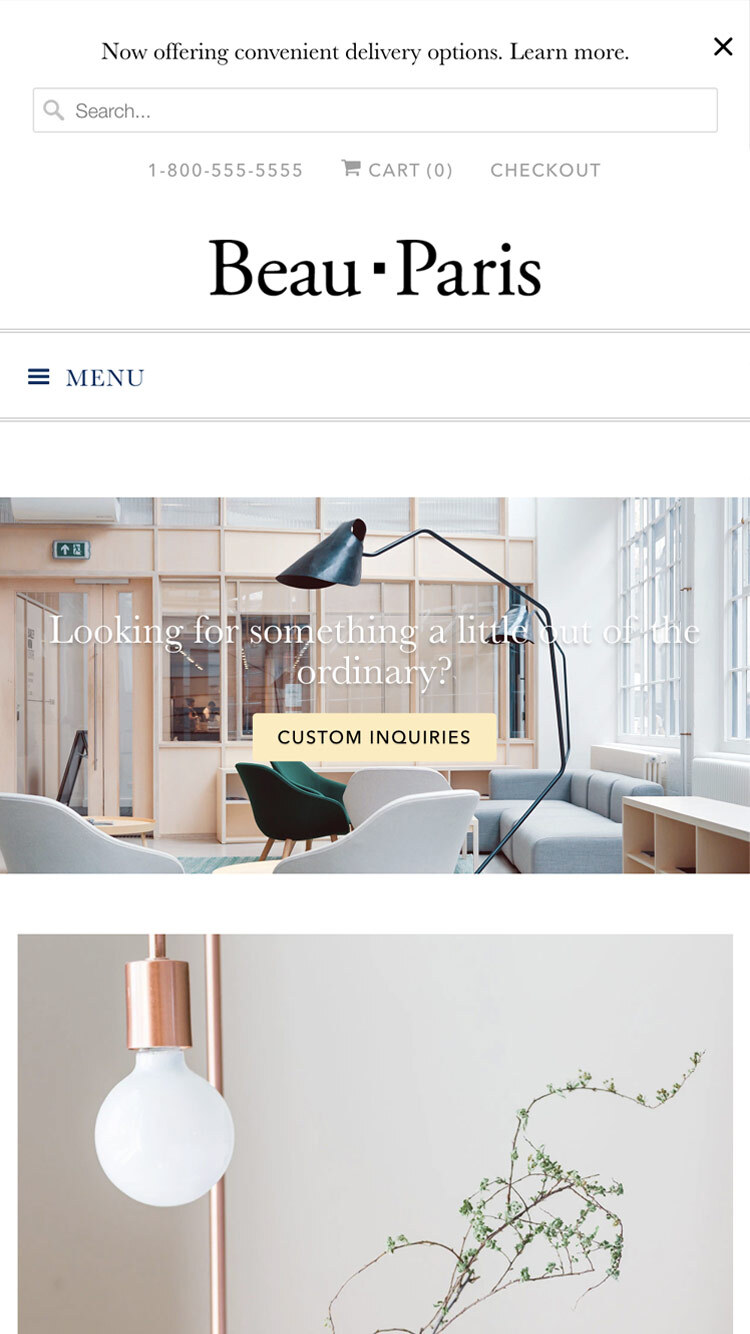 Mobile preview for Responsive in the "Paris" style