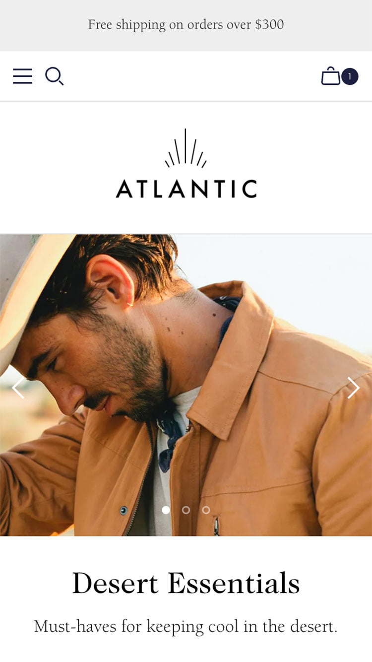 Mobile preview for Atlantic in the "Light" style