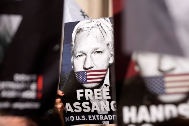 Proteste vor dem High Court in London: Die US-Regierung will dem Australier Julian Assange wegen Spionagevorwürfen den Prozess machen
