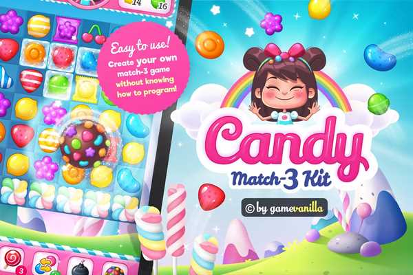 Candy Match 3 Kit – Puzzle Match 3 Game Template