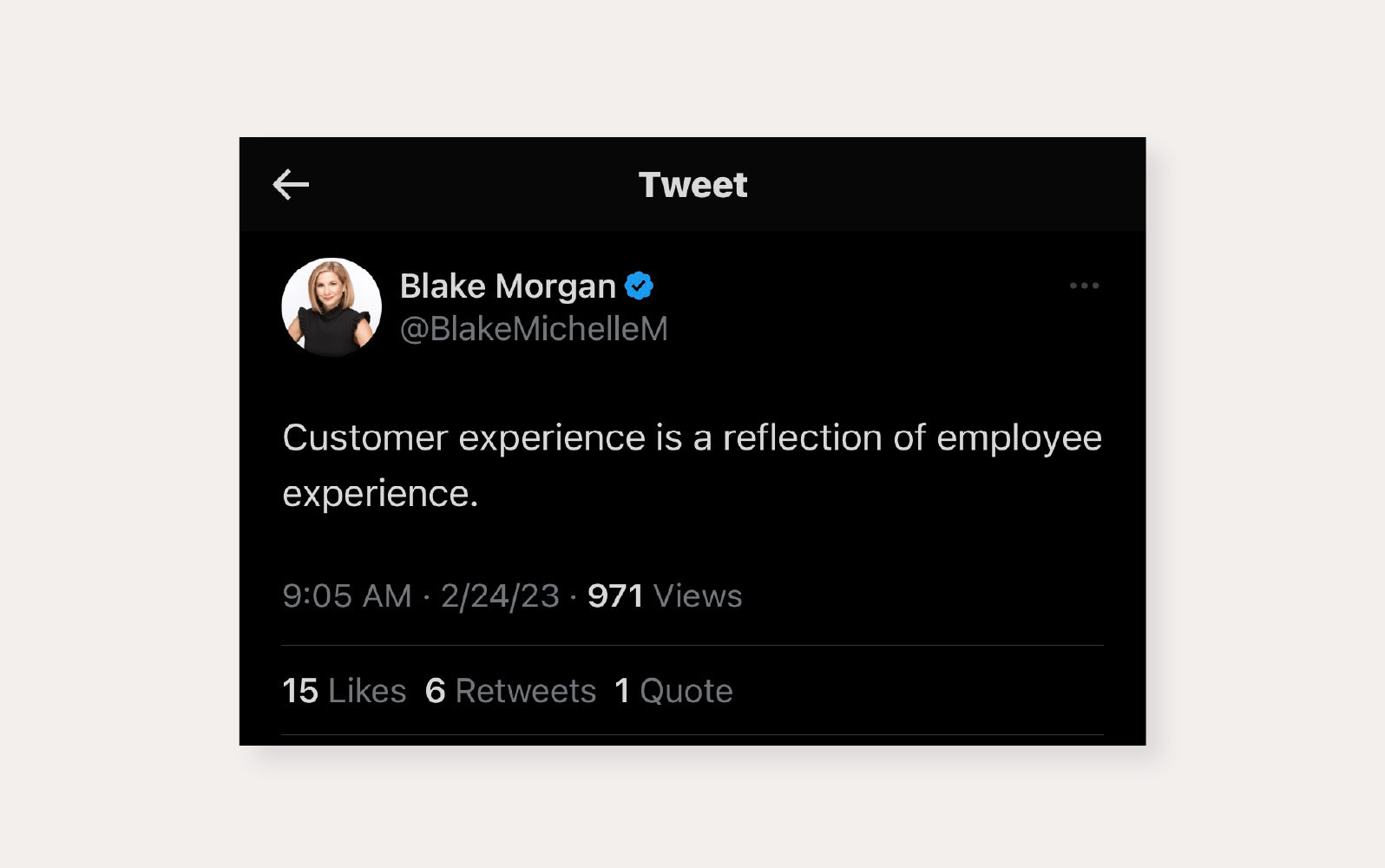 Blake Morgan tweet