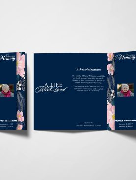 Symmetrical Pink Trifold Funeral Program Template