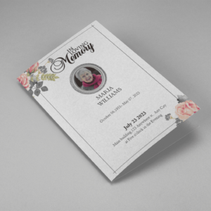 White Floral Pro Half Page Funeral-Program-Template cover