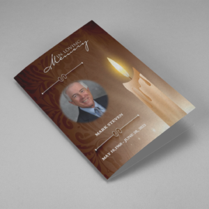 Realistic Burning Candle FuneralProgram Template cover